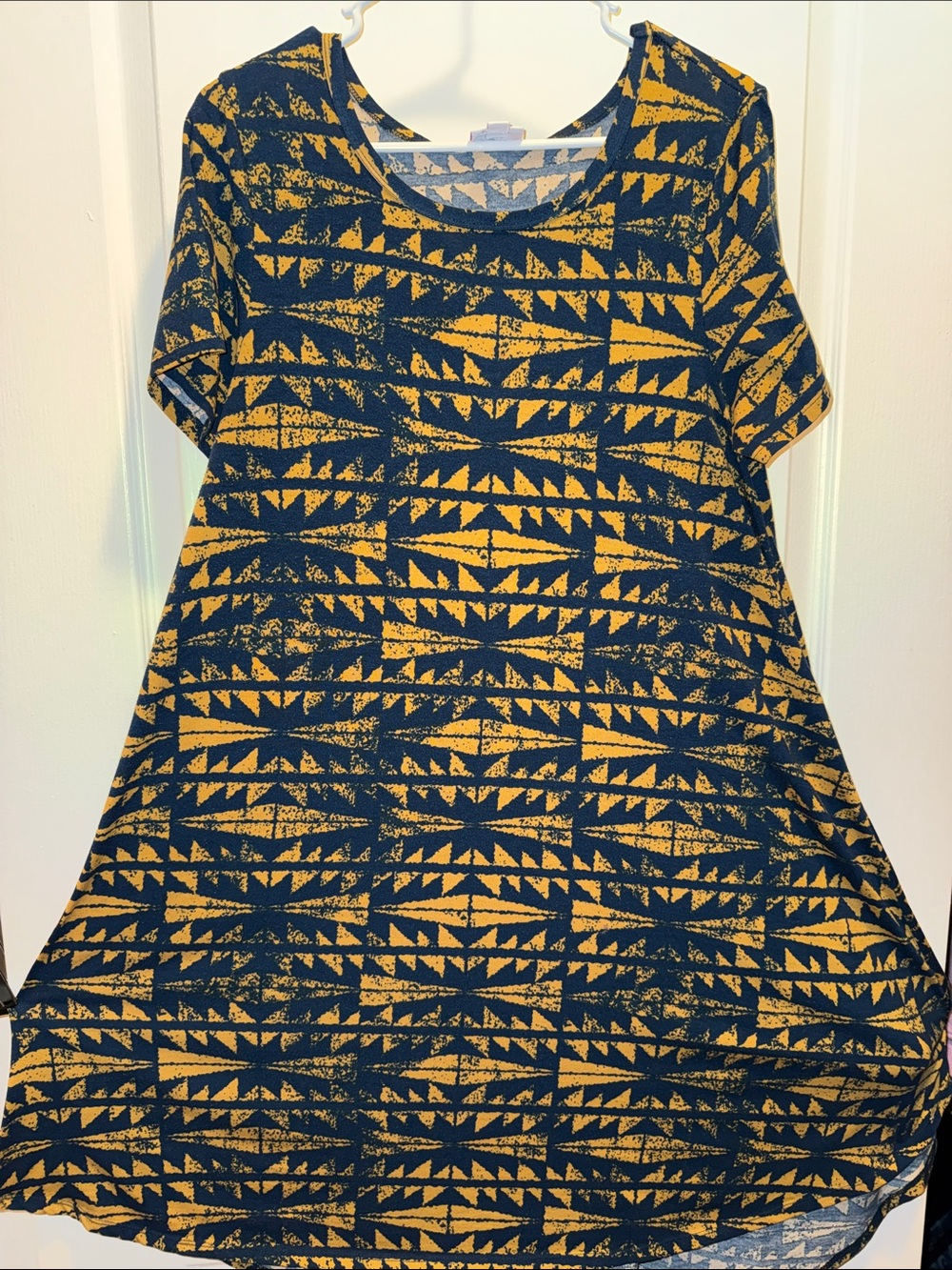 LULAROE Blue & Orange Geometric Aztec Short Sleeve Dress